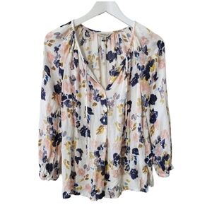 Lucky Brand‎ Floral Peasant Top Womens Size XS Long Sleeve Blouse Multicolor